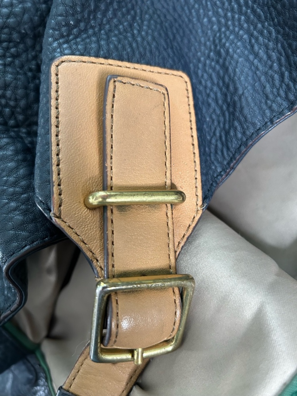 Coach Legacy Drawstring XL Shoulder Bag in navy pebbled leather - Picture 15 of 16